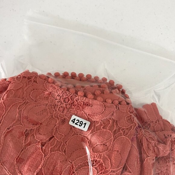 Saylor Louisa Lace Midi Dress Womens Small Short Sleeves Floral Pink milkmaid - Picture 8 of 8